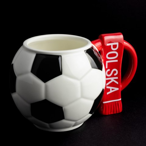Kubek piłka z szalikiem - Polska i podkładka piłka - prezent dla piłkarza