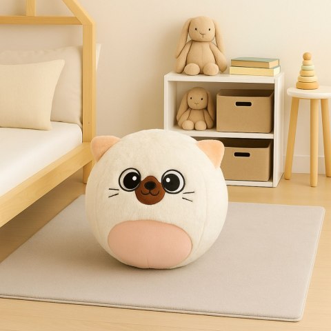 Piłka Do Skakania Rosnąca Pluszowa Kotek Biały Pompka 50 cm