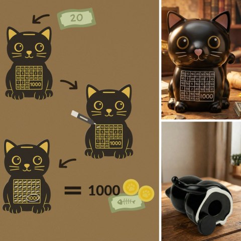 Skarbonka wykreślanka Kot - prezent dla dziecka, prezent dla kociary