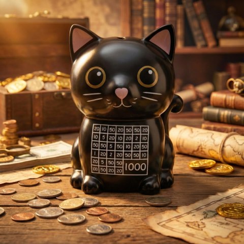 Skarbonka wykreślanka Kot - prezent dla dziecka, prezent dla kociary