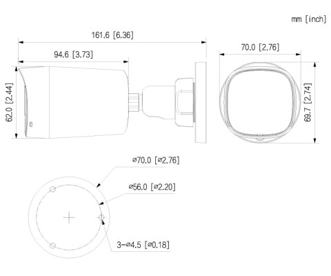 KAMERA AHD, HD-CVI, HD-TVI, PAL HAC-HFW1500RL-0280B-S3-DIP - 5 Mpx 2.8 mm DAHUA
