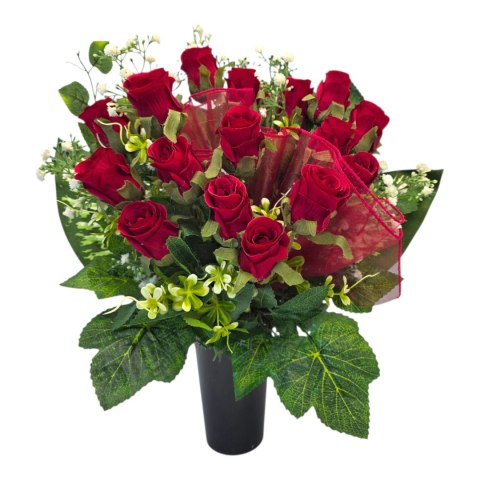 Bukiet flakon stroik na cmentarz kompozycja kwiatowa na grób