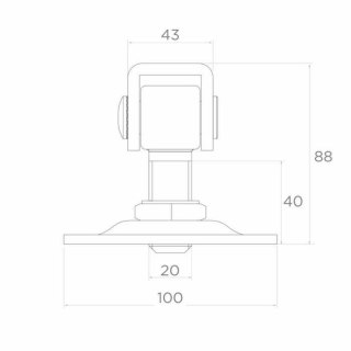 Zawias PSG 61.019 z szyldem 100x100x4mm - gwint M20 (regulowany)