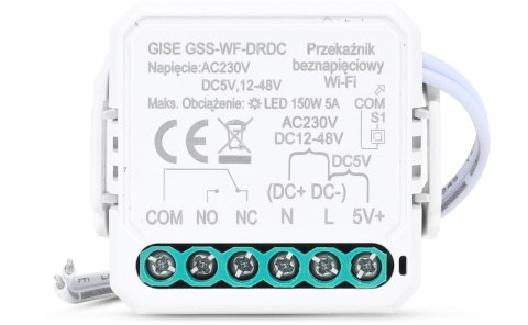 GISE Smart Pojedynczy moduł przekaźnikowy bezpotencjałowy niskonapięciowy WiFi | Tuya | GSS-WF-DRDC