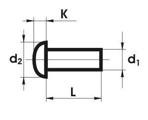 NIT ALUMINIOWY PEŁNY Z ŁBEM KULISTYM 6.0*20 MM