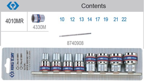 KOMPLET NASADEK 1/2 12-KĄTNE 8 SZTUK 10-22MM