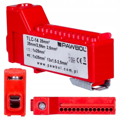 PAWBOL Listwa zaciskowa bezgwintowa LZB E.4136CZ czerwona