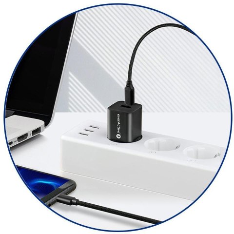 KABEL USB-C / USB-C everActive CBB-1PD3 100cm PD 60W 3A