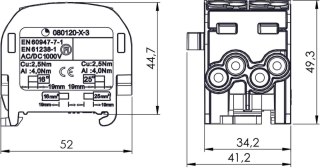 Blok rozdzielczy - odgałęźny SCB 25-2 Al/Cu 80120 SIMBLOCK szary 81505002