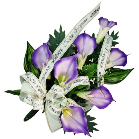 WIĄZANKA NA POGRZEB KWIATY OSTATNIE POŻEGNANIE NAPIS NA SZARFIE