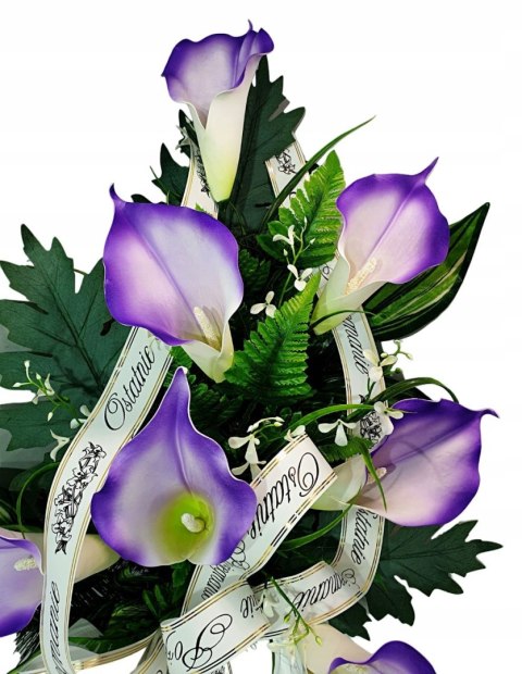 WIĄZANKA NA POGRZEB KWIATY OSTATNIE POŻEGNANIE NAPIS NA SZARFIE