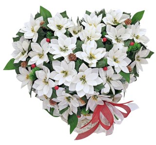 BIAŁY STROIK ŚWIĄTECZNY SERCE XL NA CMENTARZ GRÓB