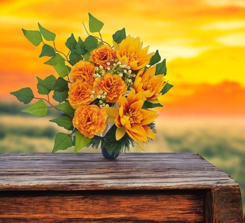 BUKIET WKŁAD DO WAZONU KWIATY NA CMENTARZ WZÓR JESIENNY