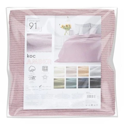 CIEPŁY Koc AMBER bawełna 200 cm x 220 cm odcienie różowego