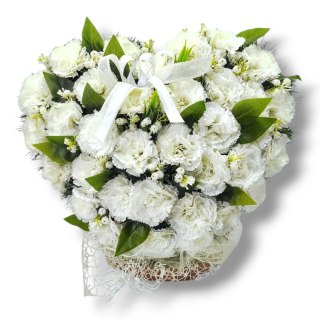 BIAŁE DUŻE SERCE XL STROIK NA CMENTARZ GRÓB NAGROBNA KOMPOZYCJA KWIATOWA