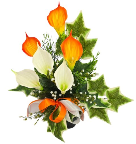 BUKIET WKŁAD DO WAZONU FLAKONU KALIE NA GRÓB CMENTARZ STROIK KWIATY WIOSNA