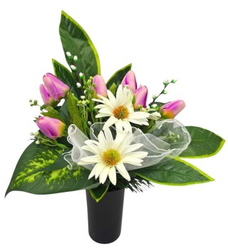 BUKIET WKŁAD DO WAZONU KWIATY NA CMENTARZ GRÓB POMNIK WZÓR WIOSENNY