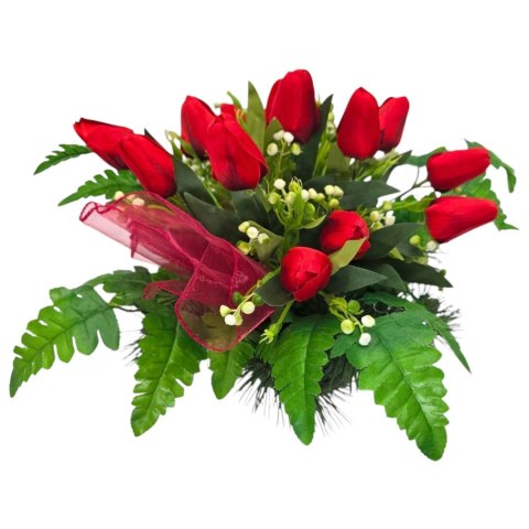 STROIK KOMPOZYCJA KWIATOWA MISA Z OBCIĄŻENIEM NA CMENTARZ GRÓB TULIPANY