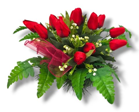 STROIK KOMPOZYCJA KWIATOWA MISA Z OBCIĄŻENIEM NA CMENTARZ GRÓB TULIPANY