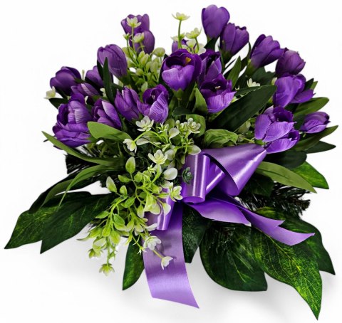 STROIK NA CMENTARZ WZÓR WIOSENNY NA GRÓB POMNIK KROKUSY