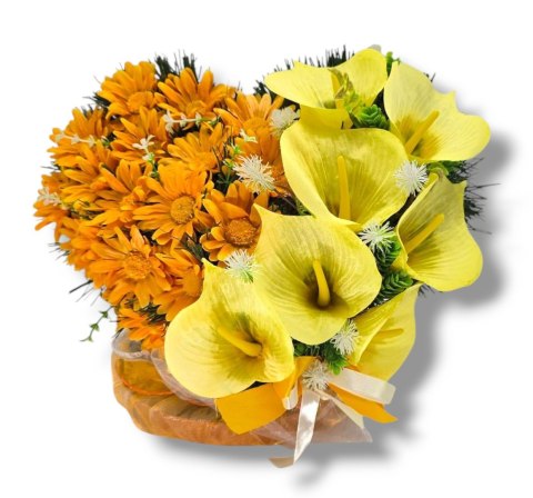 STROIK SERCE NA CMENTARZ DEKORACJA NA GRÓB ROCZNICA ŚMIERCI KOMPOZYCJA KWIATOWA