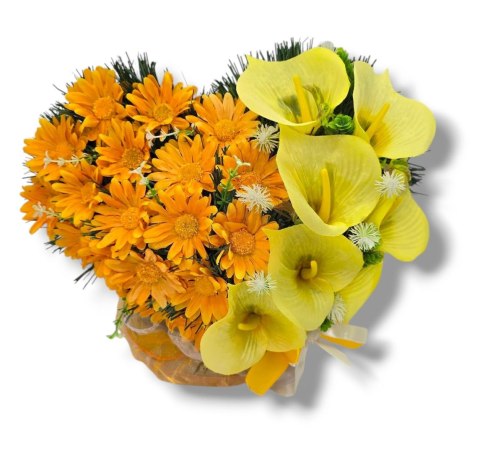 STROIK SERCE NA CMENTARZ DEKORACJA NA GRÓB ROCZNICA ŚMIERCI KOMPOZYCJA KWIATOWA