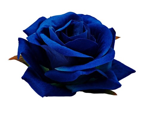 SZTUCZNY KWIAT RÓŻY 6cm GRANATOWA NIEBIESKA RÓŻA GŁÓWKA WYROBOWA WELUR