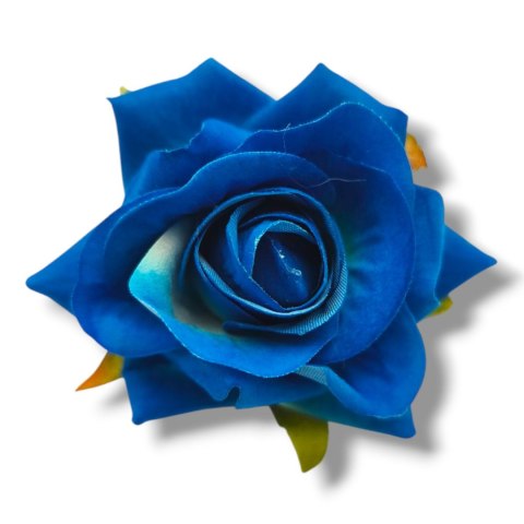 SZTUCZNY KWIAT RÓŻY 6cm GRANATOWA NIEBIESKA RÓŻA GŁÓWKA WYROBOWA WELUR