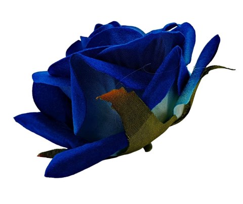 SZTUCZNY KWIAT RÓŻY 6cm GRANATOWA NIEBIESKA RÓŻA GŁÓWKA WYROBOWA WELUR