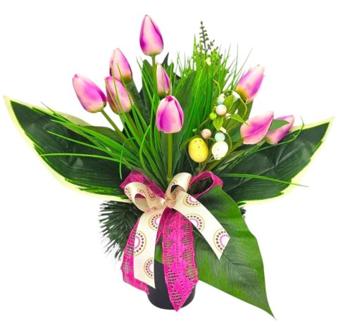 WIOSENNY BUKIET WKŁAD DO WAZONU FLAKONU NA GRÓB CMENTARZ STROIK KWIATY TULIPANY