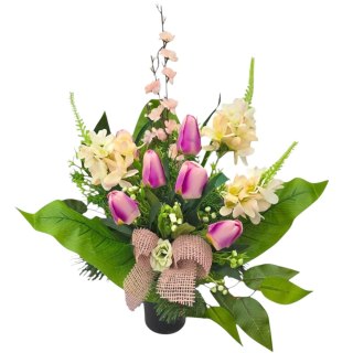 WIOSENNY BUKIET WKŁAD DO WAZONU KWIATY NA CMENTARZ GRÓB POMNIK TULIPANY