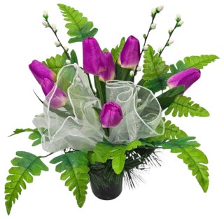 WIOSENNY BUKIET WKŁAD DO WAZONU KWIATY NA CMENTARZ GRÓB POMNIK TULIPANY