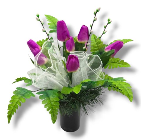 WIOSENNY BUKIET WKŁAD DO WAZONU KWIATY NA CMENTARZ GRÓB POMNIK TULIPANY