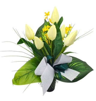 WIOSENNY BUKIET WKŁAD DO WAZONU TULIPANY KWIATY NA CMENTARZ GRÓB POMNIK