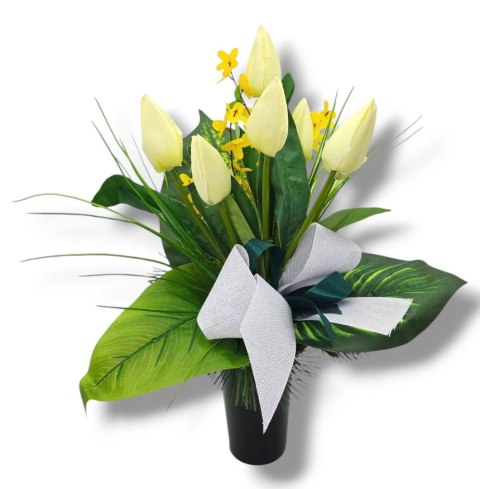 WIOSENNY BUKIET WKŁAD DO WAZONU TULIPANY KWIATY NA CMENTARZ GRÓB POMNIK