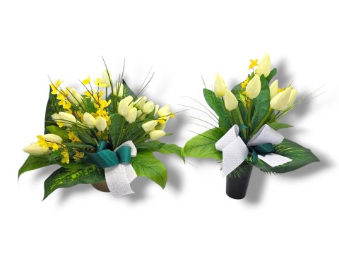 WIOSENNY BUKIET WKŁAD DO WAZONU TULIPANY KWIATY NA CMENTARZ GRÓB POMNIK