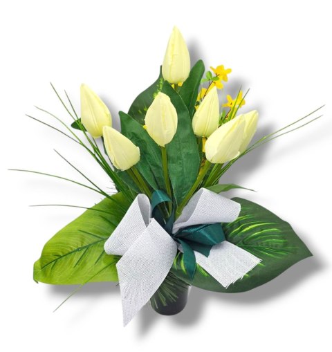 WIOSENNY BUKIET WKŁAD DO WAZONU TULIPANY KWIATY NA CMENTARZ GRÓB POMNIK