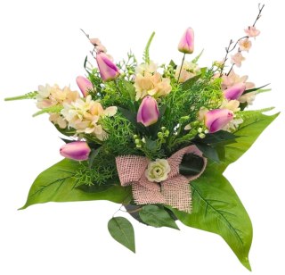 WIOSENNY STROIK NA CMENTARZ KWIATY NA GRÓB POMNIK MISA Z OBCIĄŻENIEM TULIPANY