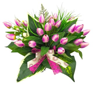 WIOSENNY STROIK NA CMENTARZ KWIATY NA GRÓB POMNIK Z OBCIĄŻENIEM TULIUPANY