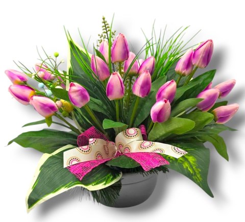 WIOSENNY STROIK NA CMENTARZ KWIATY NA GRÓB POMNIK Z OBCIĄŻENIEM TULIUPANY