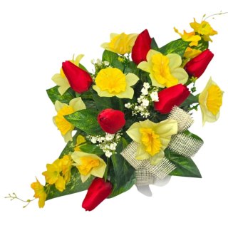 WIOSENNY STROIK NA CMENTARZ KWIATY NA GRÓB Z OBCIĄŻENIEM TULIPANY ŻONKILE