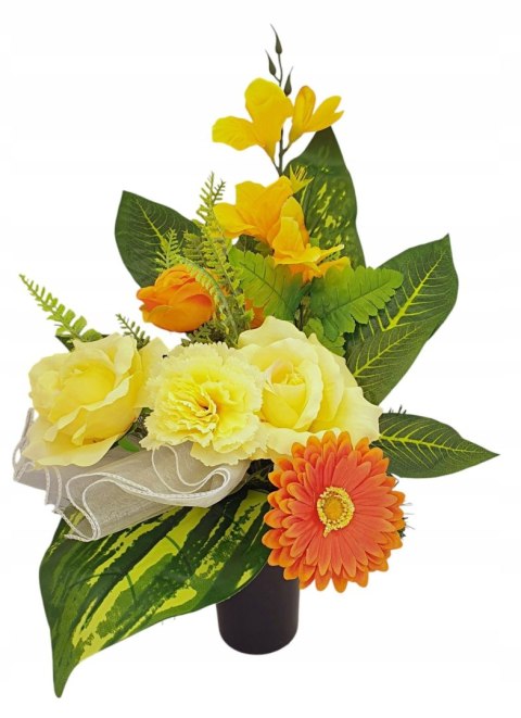 BUKIET WKŁAD DO WAZONU SZTUCZNE KWIATY NA GRÓB STROIK NA CMENTARZ