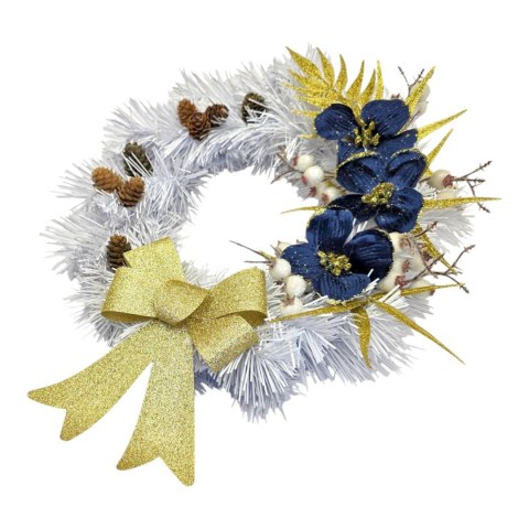 Biały wianek świąteczny na Boże Narodzenie stroik na drzwi handmade