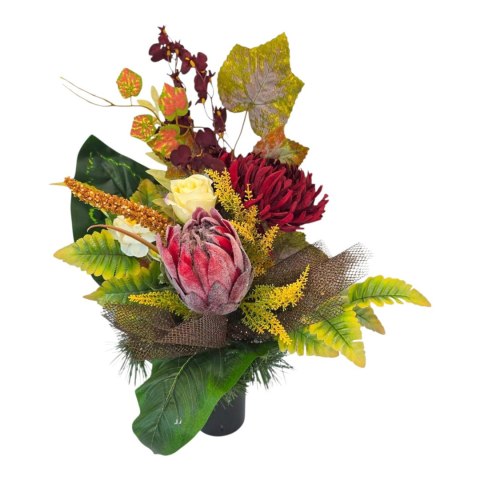 Bukiet flakon stroik na cmentarz kompozycja kwiatowa na wszystkich świętych