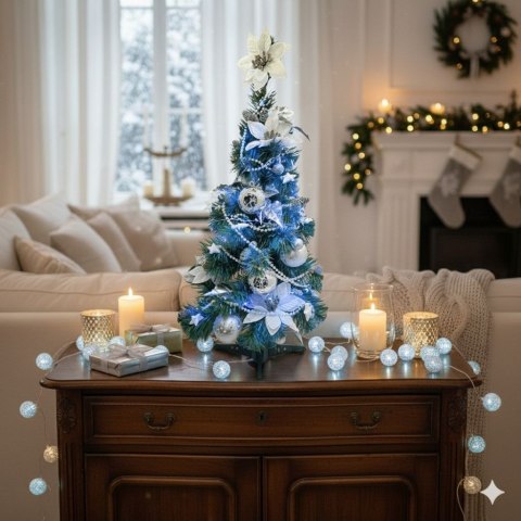 Gotowa ubrana choinka świąteczna do domu biura + światełka 70cm