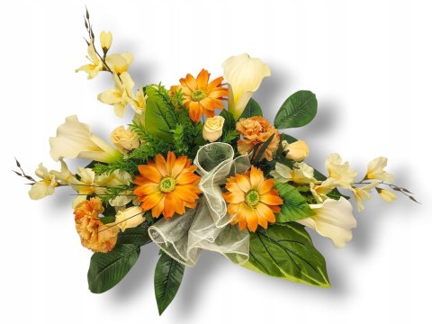 KOMPOZYCJA NAGROBNA KWIATOWA STROIK GRÓB WIĄZANKA CHRYZANTEMY NA CMENTARZ