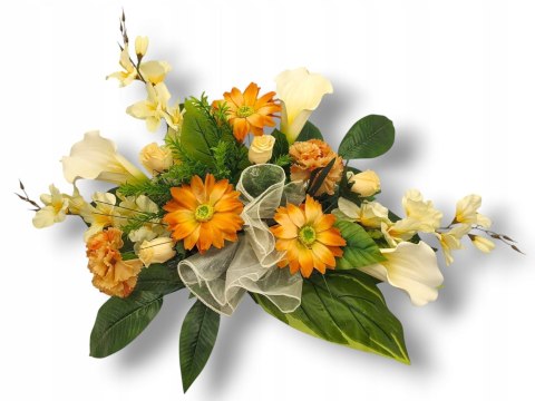 KOMPOZYCJA NAGROBNA KWIATOWA STROIK GRÓB WIĄZANKA CHRYZANTEMY NA CMENTARZ