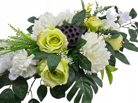 KOMPOZYCJA NAGROBNA KWIATOWA STROIK GRÓB WIĄZANKA CHRYZANTEMY NA CMENTARZ