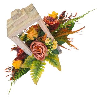 Lampion stroik na cmentarz kompozycja kwiatowa sztuczne kwiaty na grób