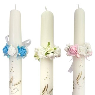 NIEBIESKA RÓŻOWA BIAŁA - DO WYBORU - OZDOBA NA ŚWIECĘ DO CHRZTU PROFITKA